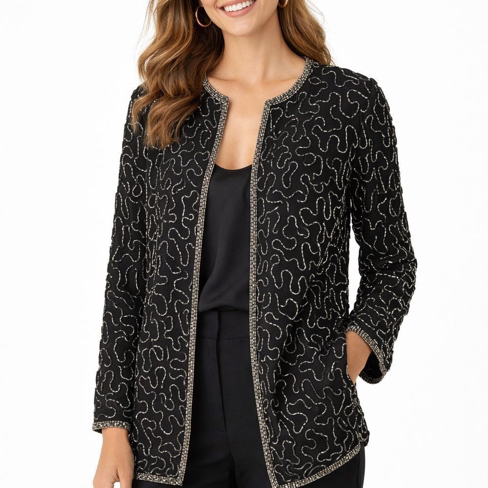 SWELL O Beaded Silk        Jacket/Topper/ Blazer